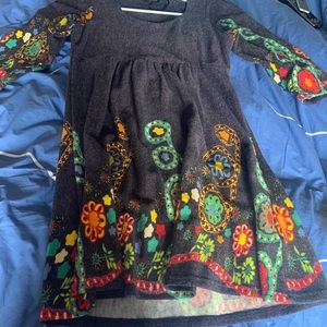 Reborn floral and blue 3/4 sleeve dress